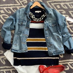 LOFT - Navy Striped Sweater